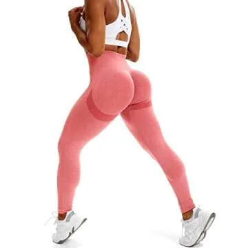 CFR Womens High Waist Leggings Workout Butt Lifting Leggings Booty Scrunch Butt Yoga Pants #0 Pink S