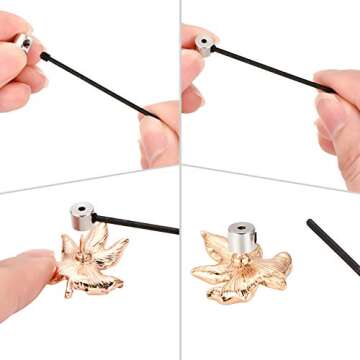 Mudder 100 Pieces Pin Backs Locking for Pin Keepers Locking Clasp with Wrench, 6 x 5 mm