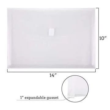 TIENO Legal Envelopes with Hook and Loop Closure Clear Document File Folders Poly Expanding Organizer 24 Packs