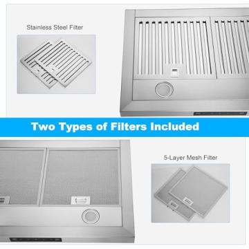 EVERKITCH 30 Inch Under Cabinet Range Hood with 600CFM, Kitchen Vent Range Hood for Convertible Vent with Stainless Steel Filters, Gesture Sensing & Touch Control