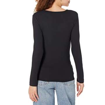 Amazon Essentials Women's Slim-Fit Long Sleeve Rib Knit Crew Neck Top (Available in Plus Size), Pack of 2