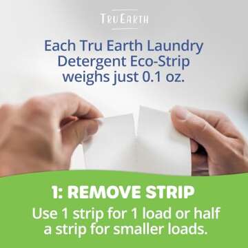 Tru Earth Compact Dry Laundry Detergent Sheets (Made in Canada) - Up to 128 Loads (64 Sheets) - Paraben-Free - Original Eco-Strip Liquidless Detergent, Travel Sheets