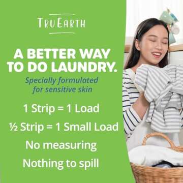 Tru Earth Compact Dry Laundry Detergent Sheets (Made in Canada) - Up to 128 Loads (64 Sheets) - Paraben-Free - Original Eco-Strip Liquidless Detergent, Travel Sheets