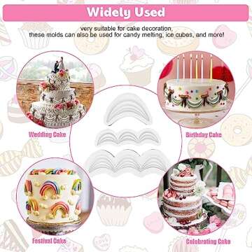 AEGYPIUS Fondant Molds, 3 Pcs Wave Shaped Silicone Fondant Molds for Cake Decorating, Silicone Molds for Clay, Crafts, Baking