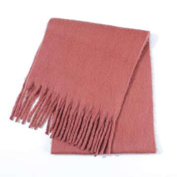 SUNDSGT Big Scarf Coloured Checked Oversized Scarf Tassel Soft Fall Winter Thick Scarf Warm Shawl Women (Dark Watermelon Red)