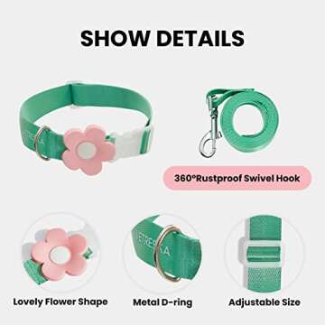 VETRESKA Dog Harness and Leash with Collar Set, No Pull Flower Pet Vest Harness, Adjustable Easy Control Dog Vest for Small Medium Large Dog-L