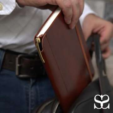 SETTINI® Lined Journal - Compass Journal for Writing Gift Set - Hardcover Vegan Leather, Includes Luxury Pen in a Unique Pen Holder, 192 Pages, 6 x 8.5 inches, Birthday Gifts for Men