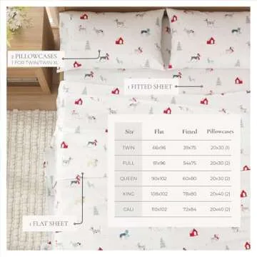 Great Bay Home Christmas Flannel Sheet Set Full Size