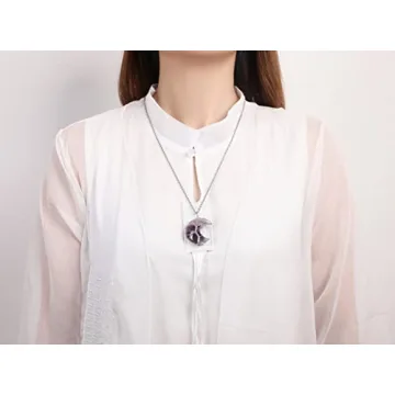 XIANNVXI Amethyst Necklaces for Women Crystal Crescent Moon Necklace Purple Jewelry for Women Trendy Tree of Life Wire Wrapped Pendant Spiritual Witchy Jewelry