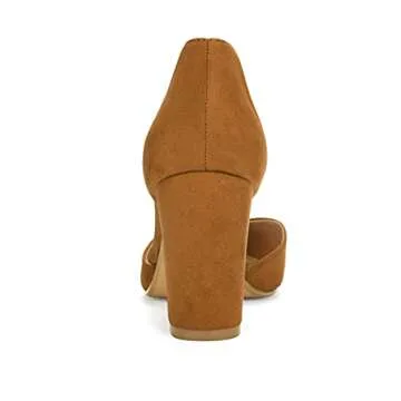 Allegra K Ankle Tie Chunky Heel Pointed Toe Pumps