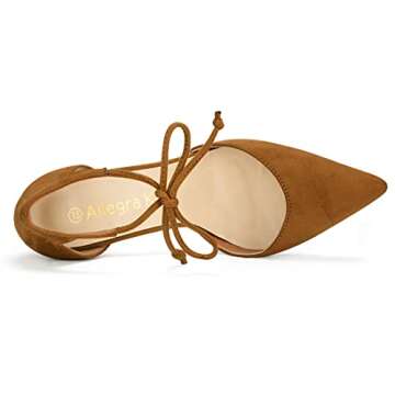 Allegra K Ankle Tie Chunky Heel Pointed Toe Pumps