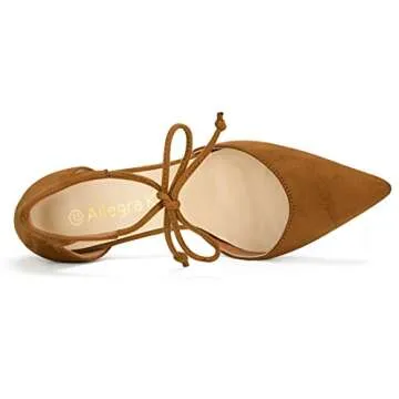 Allegra K Ankle Tie Chunky Heel Pointed Toe Pumps