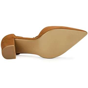 Allegra K Ankle Tie Chunky Heel Pointed Toe Pumps