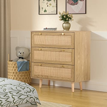 Stylish Anmytek 3 Drawer Rattan Dresser for Any Room