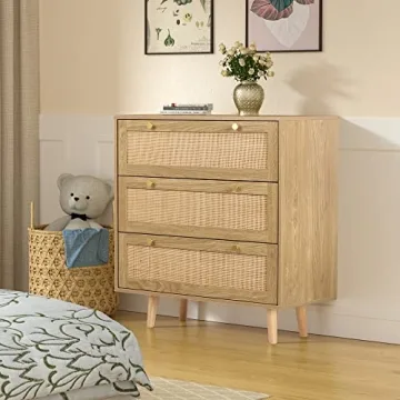 Stylish Anmytek 3 Drawer Rattan Dresser for Any Room