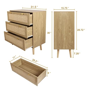 Stylish Anmytek 3 Drawer Rattan Dresser for Any Room