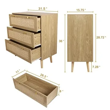 Stylish Anmytek 3 Drawer Rattan Dresser for Any Room
