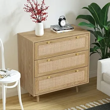 Stylish Anmytek 3 Drawer Rattan Dresser for Any Room