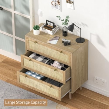 Stylish Anmytek 3 Drawer Rattan Dresser for Any Room