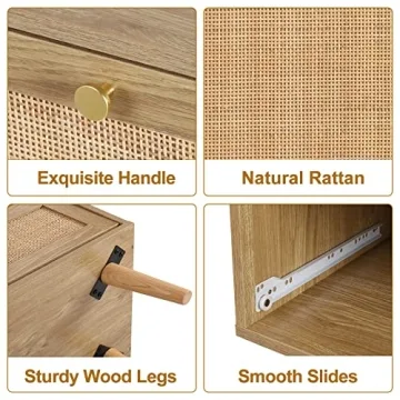 Stylish Anmytek 3 Drawer Rattan Dresser for Any Room