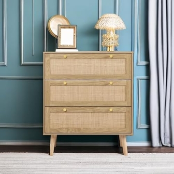 Stylish Anmytek 3 Drawer Rattan Dresser for Any Room