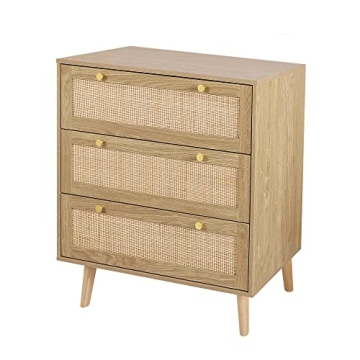 Stylish Anmytek 3 Drawer Rattan Dresser for Any Room