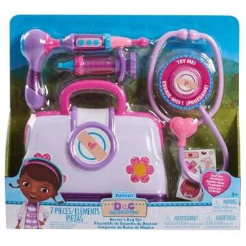 DOC MCSTUFFINS Disney Junior Toy Hospital Doctor's Bag Set, 7-piece Dress Up and Pretend Play Doctor Kit, Officially Licensed Kids Toys for Ages 3 Up