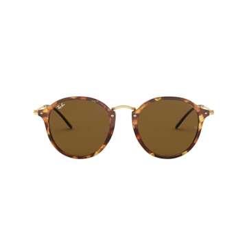 Ray-Ban RB2447 Round Sunglasses, Spotted Brown Havana/B-15 Brown, 49 mm + 0