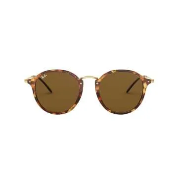 Ray-Ban RB2447 Round Sunglasses, Spotted Brown Havana/B-15 Brown, 49 mm + 0