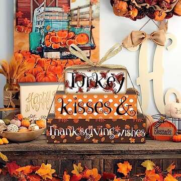 Reversible Thanksgiving/Halloween Decorations Wooden Sign, Double-Sided Thanksgiving Decor ThanksgivingTable Decorations Halloween Table Centerpiece Farmhouse Decor for Home Mantle Shelf Tiered Tray