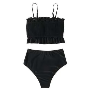 Stylish RXRXCOCO Women's Shirred Bandeau Bikini Set