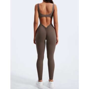 YEOREO Sleeveless Jumpsuits for Women Sexy Backless Gym Bodycon Lizvette V Back Scrunch Butt Rompers...