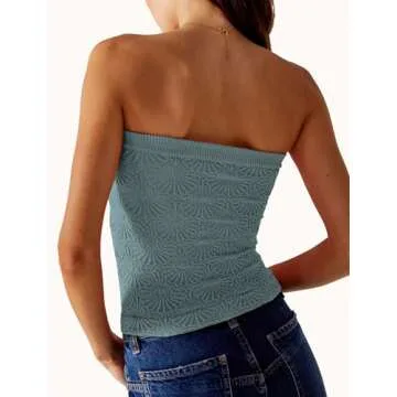 SAMPEEL Tube Tops for Women Trendy Summer Clothes Bandeau Top Going Out Green M
