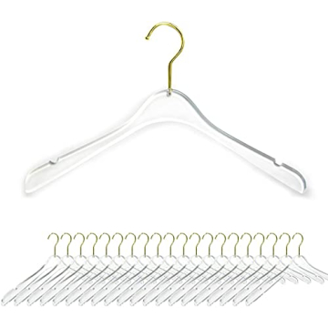 tonchean Quality Acrylic Hangers 20 Pack Clear Crystal Standard Clothes Hanger with Swivel Gold Hook...