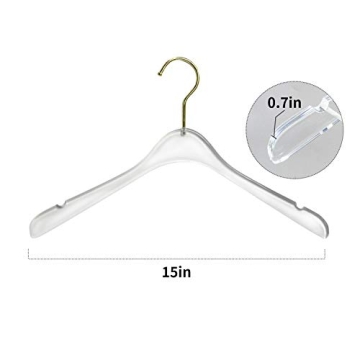 Stylish Tonchean Acrylic Hangers 20 Pack with Gold Hook