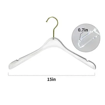 Stylish Tonchean Acrylic Hangers 20 Pack with Gold Hook