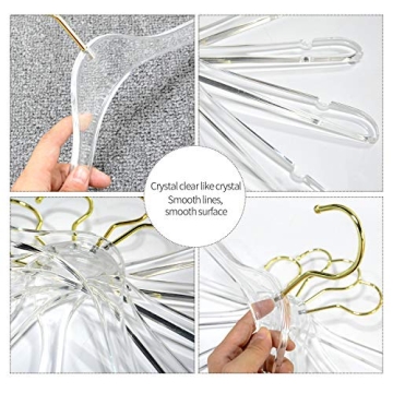 Stylish Tonchean Acrylic Hangers 20 Pack with Gold Hook
