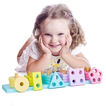 KIDS TOYLAND Shape Sorter Montessori Stacking Toy for Toddlers