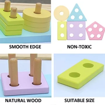 KIDS TOYLAND Shape Sorter Montessori Stacking Toy for Toddlers