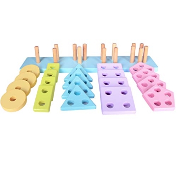 KIDS TOYLAND Shape Sorter Montessori Stacking Toy for Toddlers