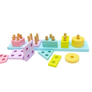 KIDS TOYLAND Shape Sorter Montessori Stacking Toy for Toddlers