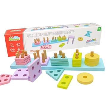 KIDS TOYLAND Shape Sorter Montessori Stacking Toy for Toddlers