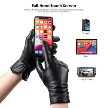 Luxury Women's Winter Leather Touchscreen Gloves - Black