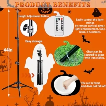 Halloween Ghost String Lights with Remote Control