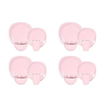 HomeVss Stoneware Square 16pc Dinnerware Set in Matte Rose
