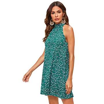Floerns Women's Summer Floral Print Sleeveless Halter Neck Beach Party Dress Green Floral XS