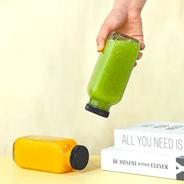 Moretoes 16oz Clear Glass Juice Bottles - 6 Pack