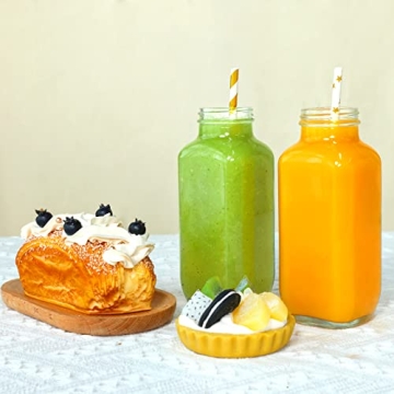 Moretoes 16oz Clear Glass Juice Bottles - 6 Pack