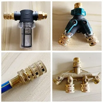 M MINGLE Garden Hose Connectors - Heavy-Duty Brass 4-Pack