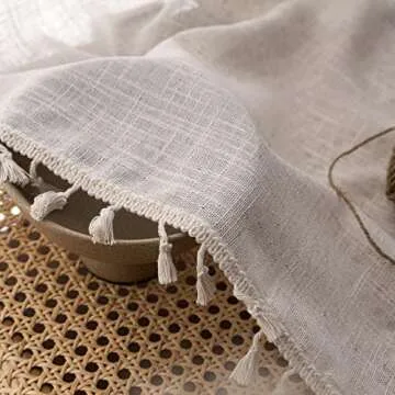 VOILYBIRD Natural Linen Blended Farmhouse Curtains Living Room Boho Curtains & Drapes Country Style, W40 x L96, Natural, 2 Panels Set